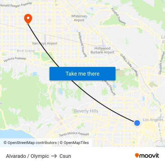 Alvarado / Olympic to Csun map