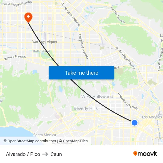 Alvarado / Pico to Csun map