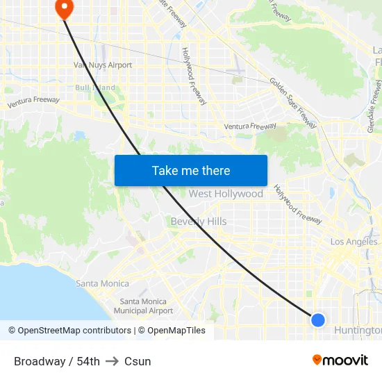Broadway / 54th to Csun map