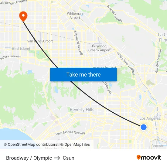 Broadway / Olympic to Csun map