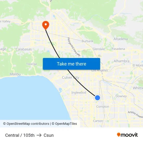 Central / 105th to Csun map
