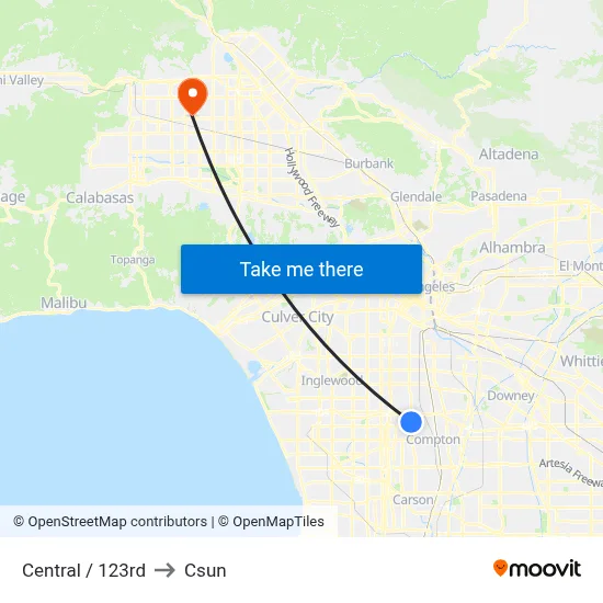 Central / 123rd to Csun map