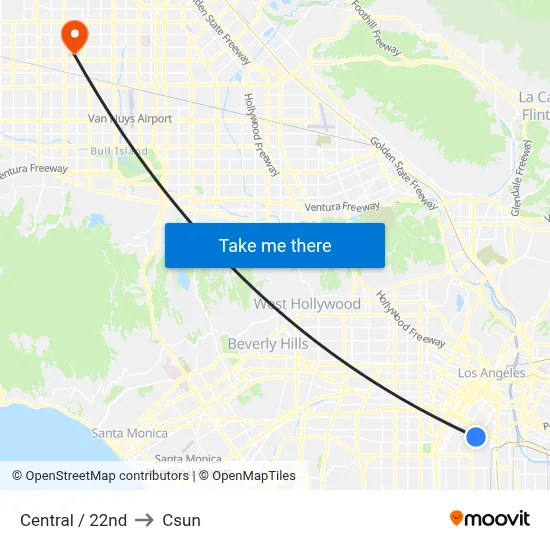 Central / 22nd to Csun map