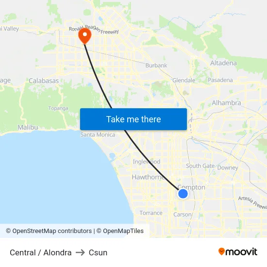 Central / Alondra to Csun map
