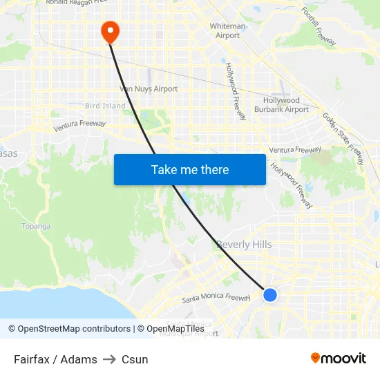 Fairfax / Adams to Csun map