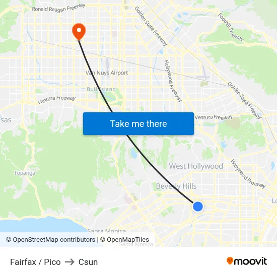Fairfax / Pico to Csun map