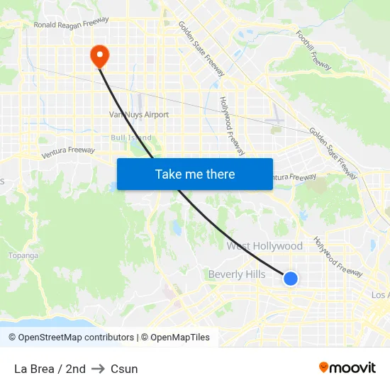 La Brea / 2nd to Csun map