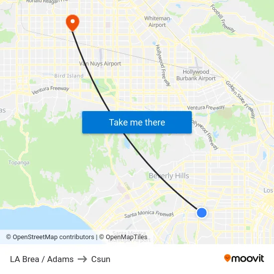 LA Brea / Adams to Csun map