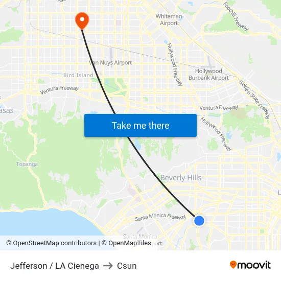 Jefferson / LA Cienega to Csun map