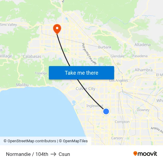Normandie / 104th to Csun map