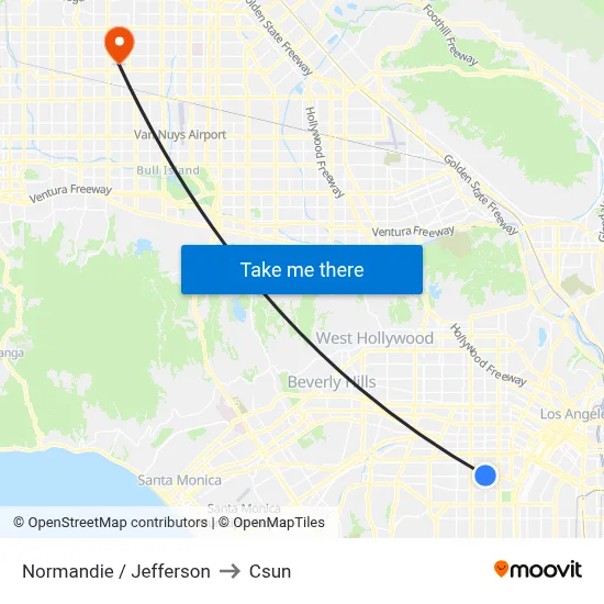 Normandie / Jefferson to Csun map