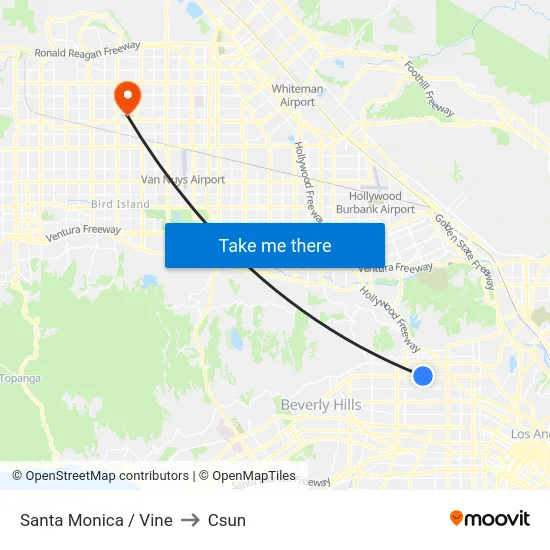 Santa Monica / Vine to Csun map