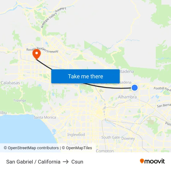 San Gabriel / California to Csun map