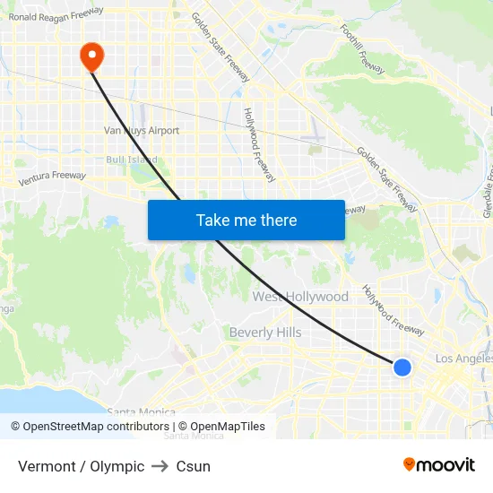 Vermont / Olympic to Csun map