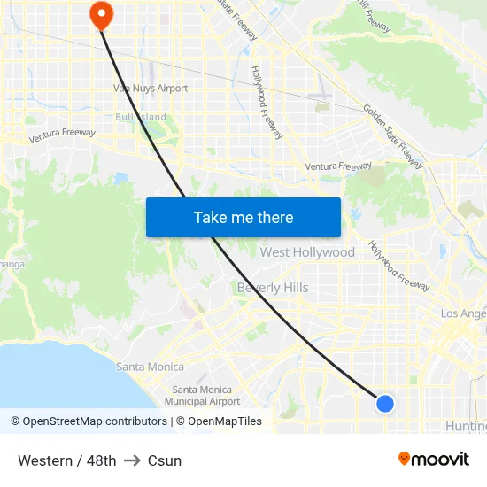 Western / 48th to Csun map