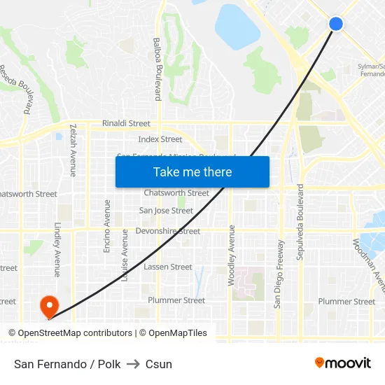 San Fernando / Polk to Csun map