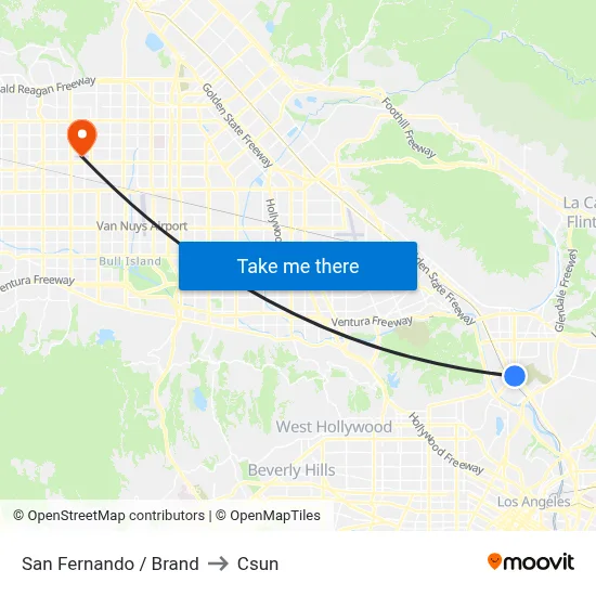 San Fernando / Brand to Csun map