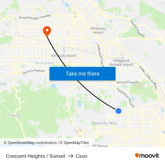 Crescent Heights / Sunset to Csun map