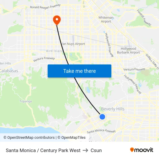 Santa Monica / Century Park West to Csun map