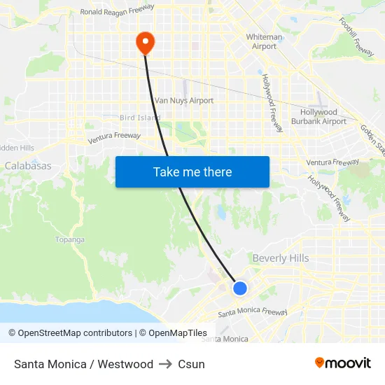 Santa Monica / Westwood to Csun map