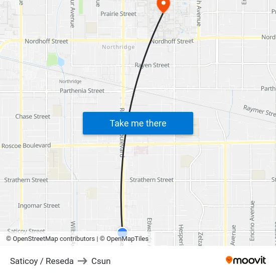 Saticoy / Reseda to Csun map