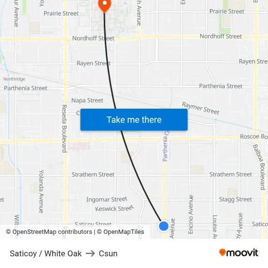 Saticoy / White Oak to Csun map