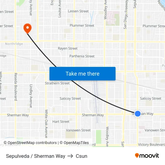 Sepulveda / Sherman Way to Csun map
