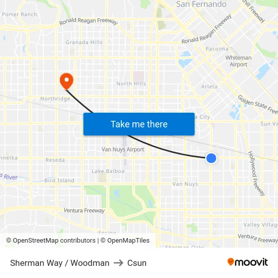 Sherman Way / Woodman to Csun map