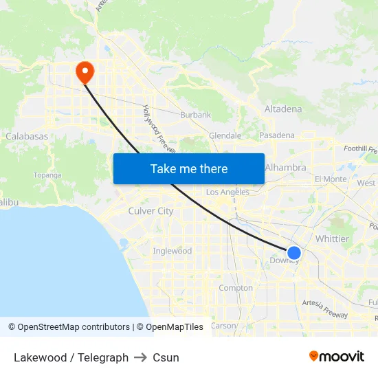 Lakewood / Telegraph to Csun map