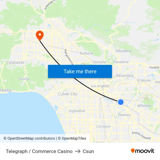 Telegraph / Commerce Casino to Csun map