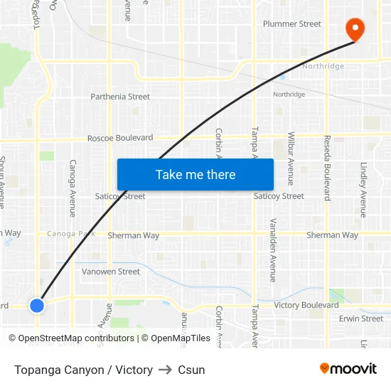 Topanga Canyon / Victory to Csun map