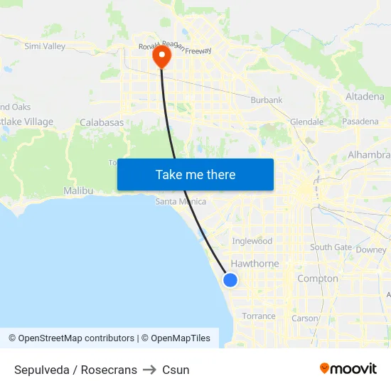 Sepulveda / Rosecrans to Csun map