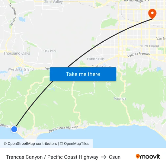 Trancas Canyon / Pacific Coast Highway to Csun map