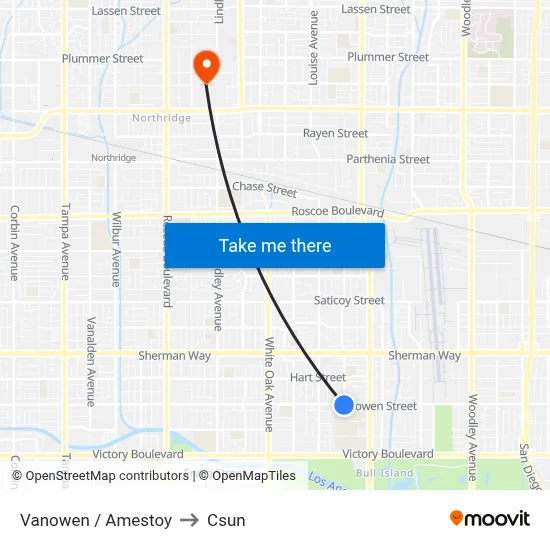 Vanowen / Amestoy to Csun map