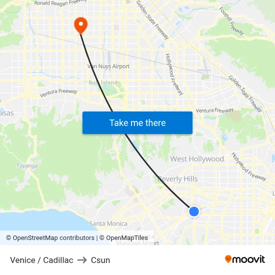 Venice / Cadillac to Csun map