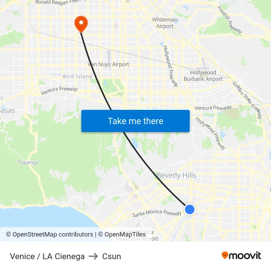Venice / LA Cienega to Csun map