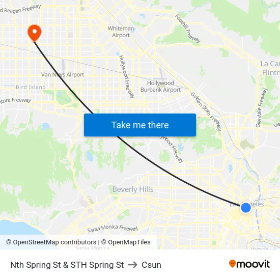 Nth Spring St & STH Spring St to Csun map