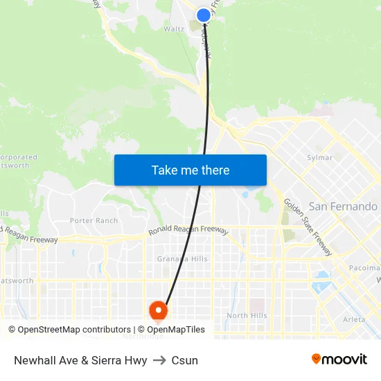 Newhall Ave & Sierra Hwy to Csun map