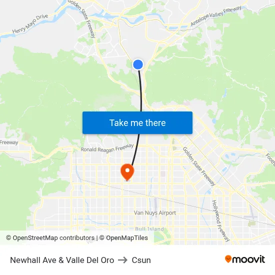 Newhall Ave & Valle Del Oro to Csun map