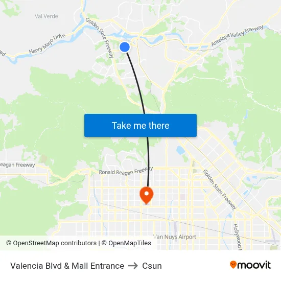 Valencia Blvd & Mall Entrance to Csun map