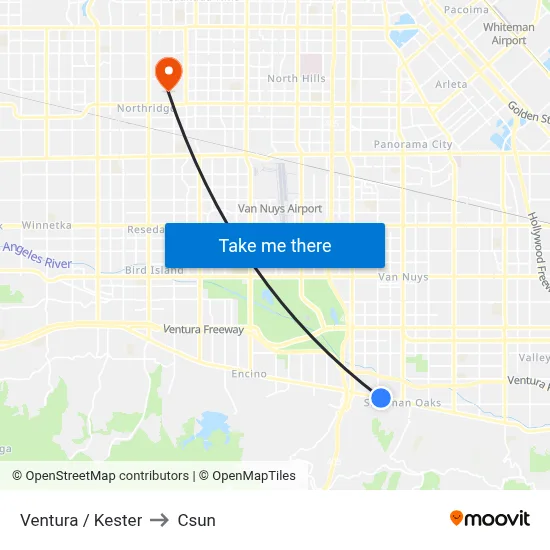 Ventura / Kester to Csun map