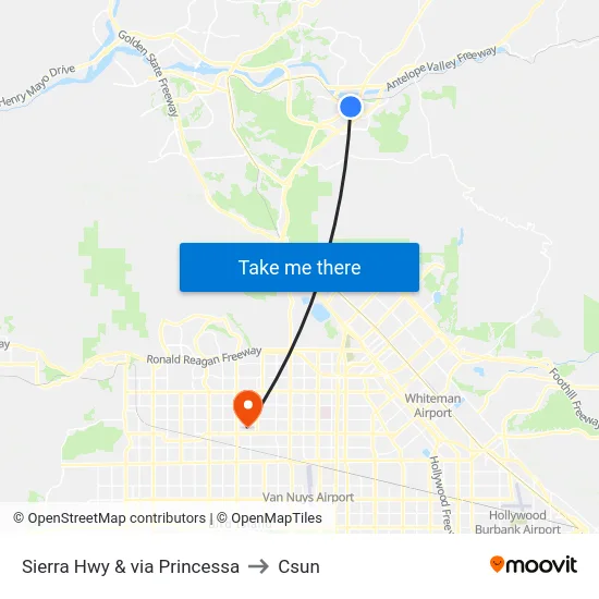Sierra Hwy & via Princessa to Csun map