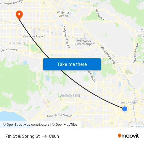7th St & Spring St to Csun map