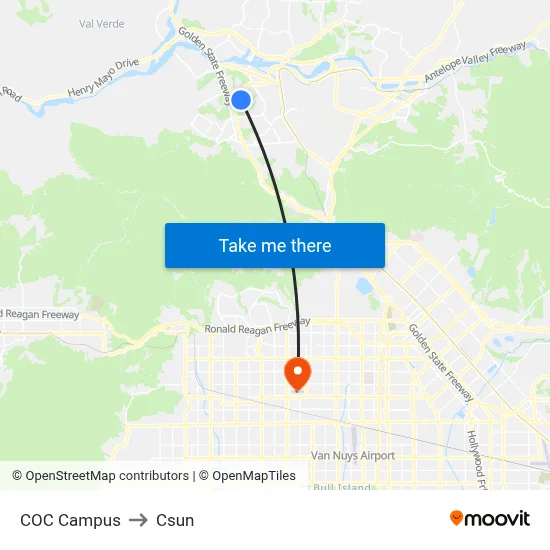 COC Campus to Csun map