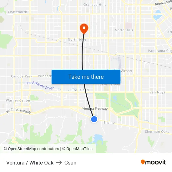 Ventura / White Oak to Csun map