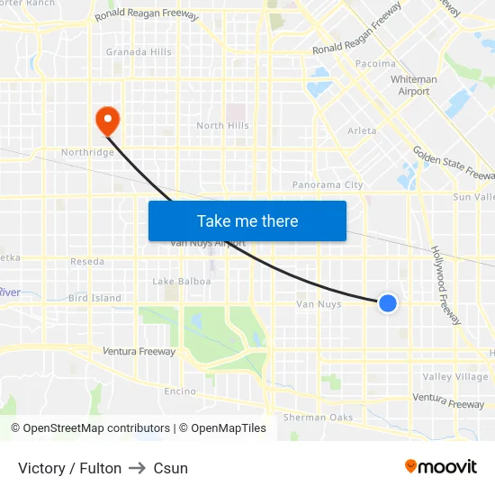 Victory / Fulton to Csun map