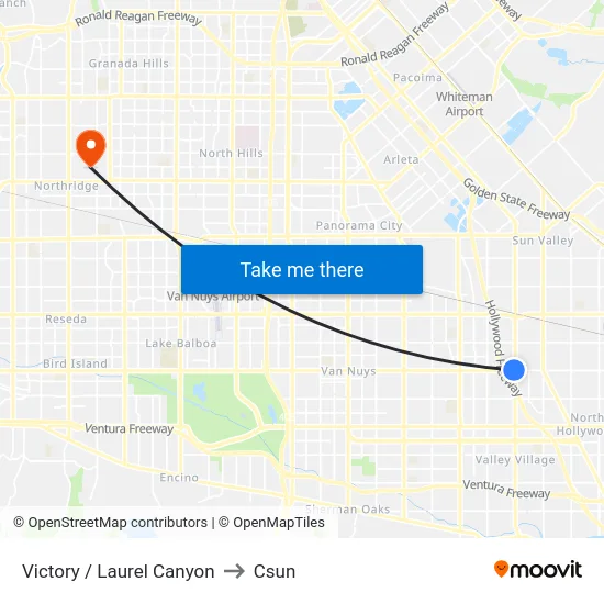 Victory / Laurel Canyon to Csun map