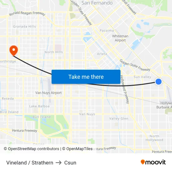 Vineland / Strathern to Csun map