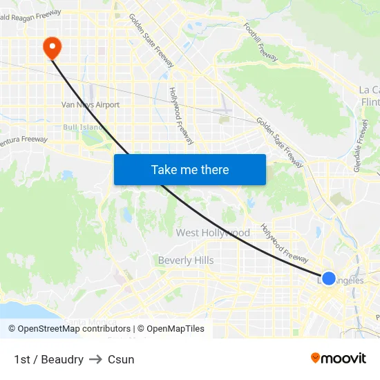 1st / Beaudry to Csun map