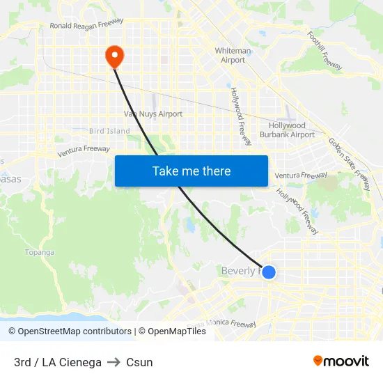 3rd / LA Cienega to Csun map
